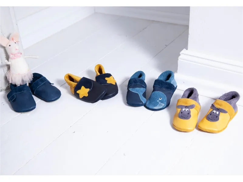 Pantolinos Pantolinos Baby und Kinder Hausschuhe Krabbelschuhe Ecopell Leder Großer Wal, Blau, – Produktbild 2 von 2