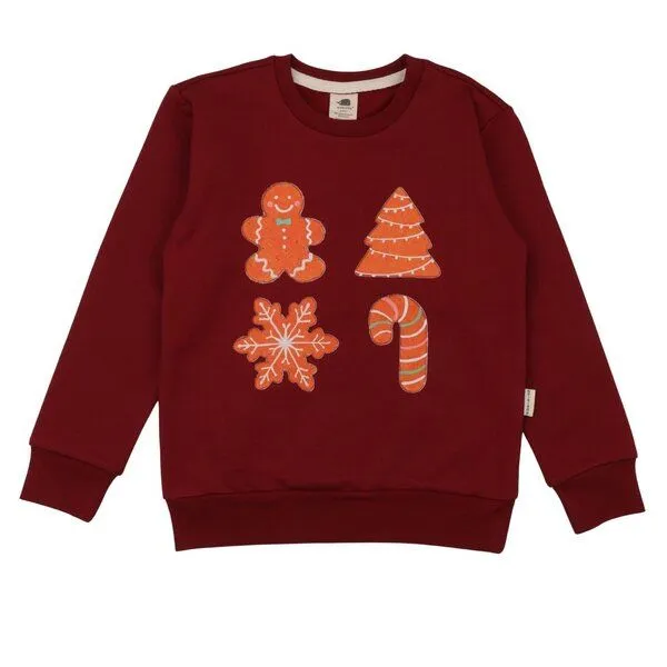 Walkiddy Kinder Sweatshirt aus Bio-Baumwolle in Burgund, GOTS-zertifiziert, kuschelig, strapazierfähig, pflegeleicht und vielseitig kombinierbarer Allrounder von Walkiddy, Dunkel rot, – Produktbild 1 von 3