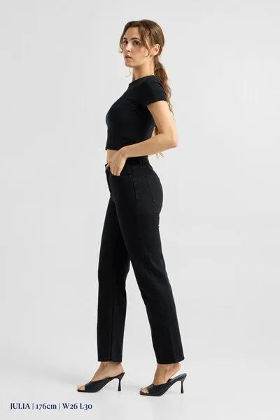 DAWN Damen Jeans MORNING Regular Straight DAWN Minimal Stretch, Black/black, – Produktbild 5 von 6