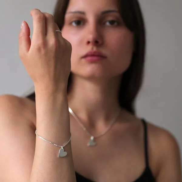 BELLYBIRD Jewellery BELLYBIRD Jewellery Armband - Venezianerkette mit Herzanhänger, 925 Silber, Silber, – Produktbild 4 von 5