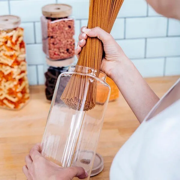 Econovo Econovo Vorratsgläser mit Holzdeckel 1800ml Set 2-tlg. Eckig – Produktbild 3 von 6