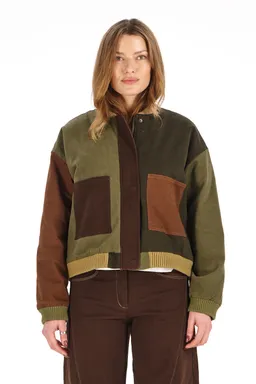 KOMODO KOMODO Damen vegan Jacke Miki Patchwork Grün/Braun – Produktbild 1 von 1