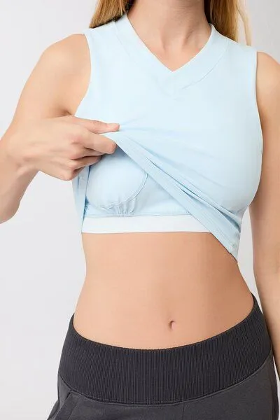 mandala Mandala Cropped V-Neck, Light-blue (blau), – Produktbild 3 von 4