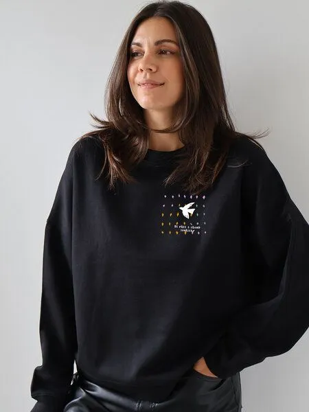 Kultgut Kultgut Artdesign - Pulloversweater Boxistyle / BE FREE & PROUD YOURSELF, Schwarz, – Produktbild 8 von 8