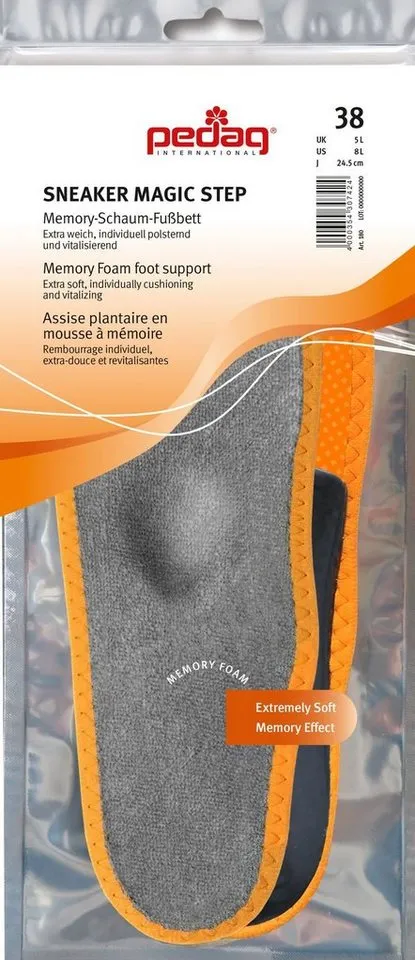 Pedag Einlegesohlen pedag Sneaker Magic Step Memory Foam Barfuß-Sohle, Grau, – Produktbild 1 von 3
