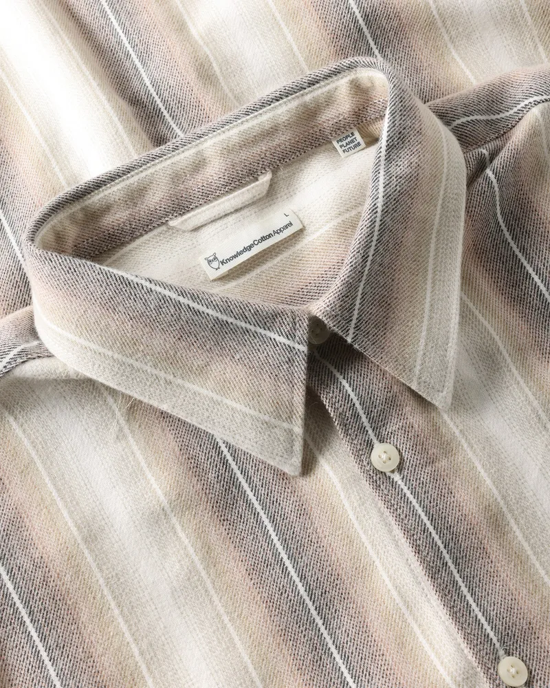 KnowledgeCotton Apparel KnowledgeCotton Apparel Herren vegan Hemd Dune Regular Stripe Cremefarben Gestreift, Weiß, – Produktbild 1 von 2