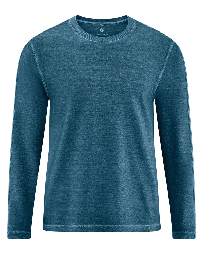 HempAge Hempage Herren vegan Langarmshirt Reef In Teal, Blau, – Produktbild 1 von 2