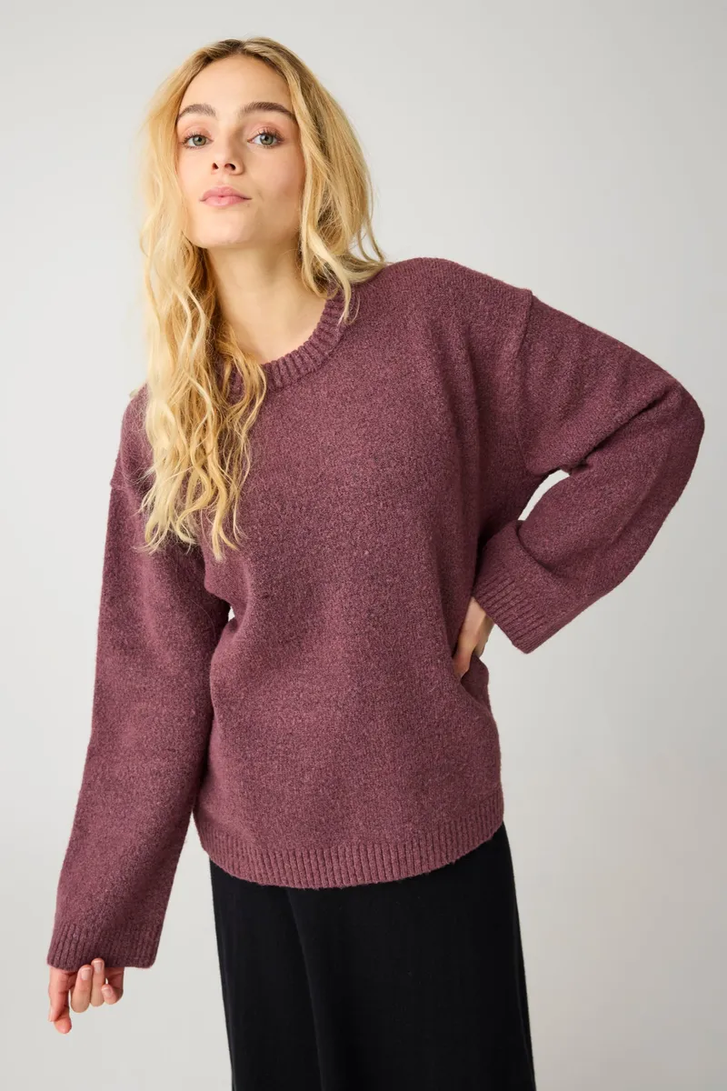 KnowledgeCotton Apparel KnowledgeCotton Apparel Damen vegan Pullover Soufflé Garn Bordeaux, Rot, – Produktbild 2 von 2